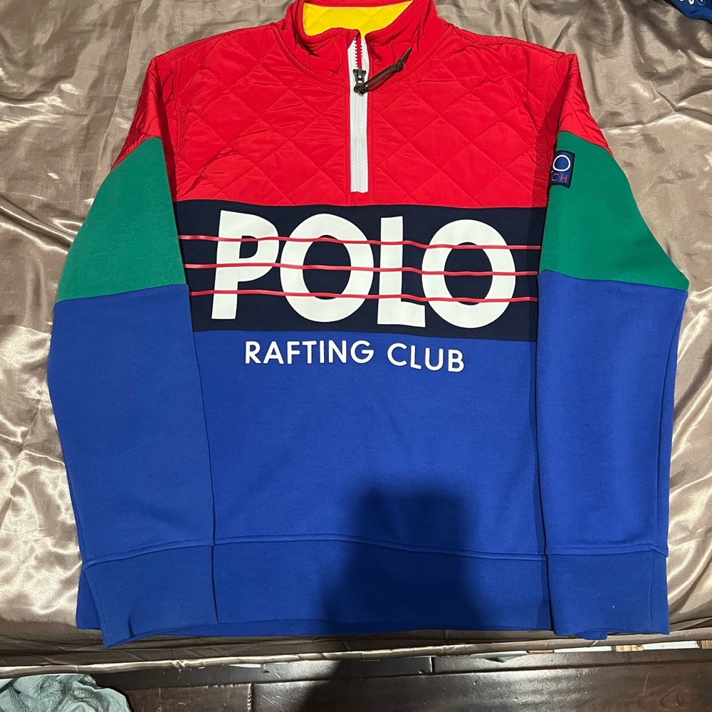 Polo by Ralph Lauren Red and Blue Zip-Up Sweater